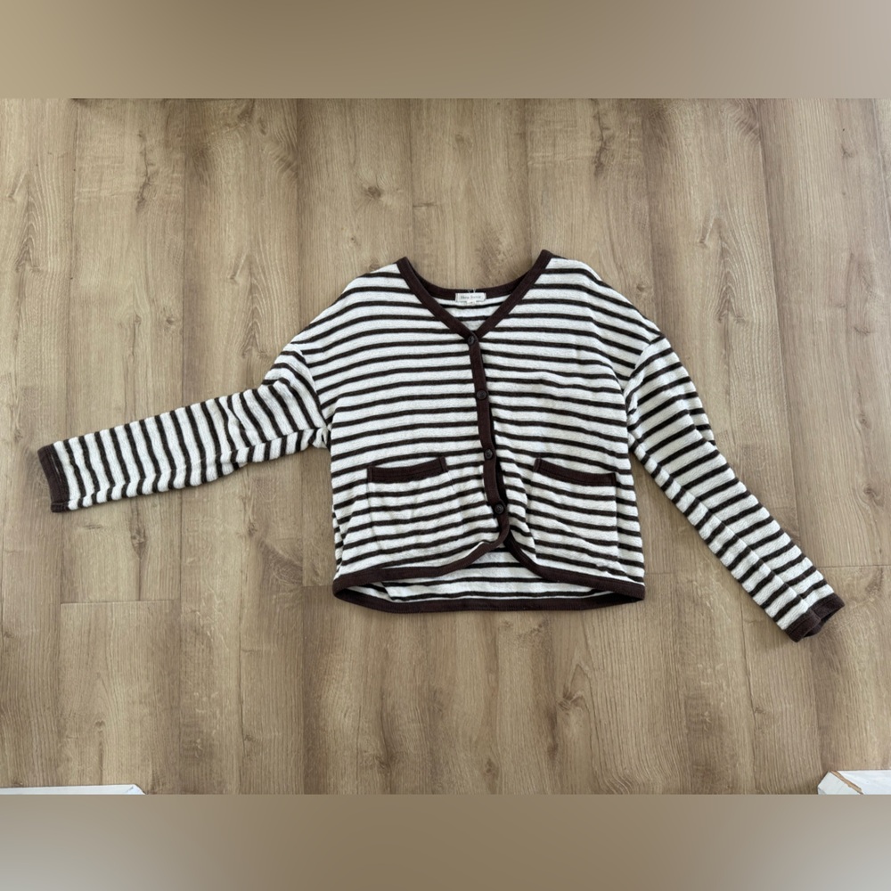 Striped Brown and White Cardigan Size Small